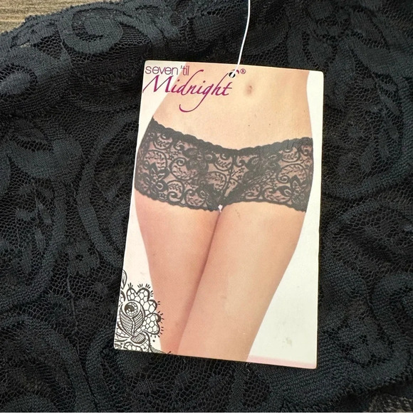 NWT Seven ‘til Midnight Womens XL Black Lace Allover Lace Boyshort Panty Panties - Picture 2 of 4